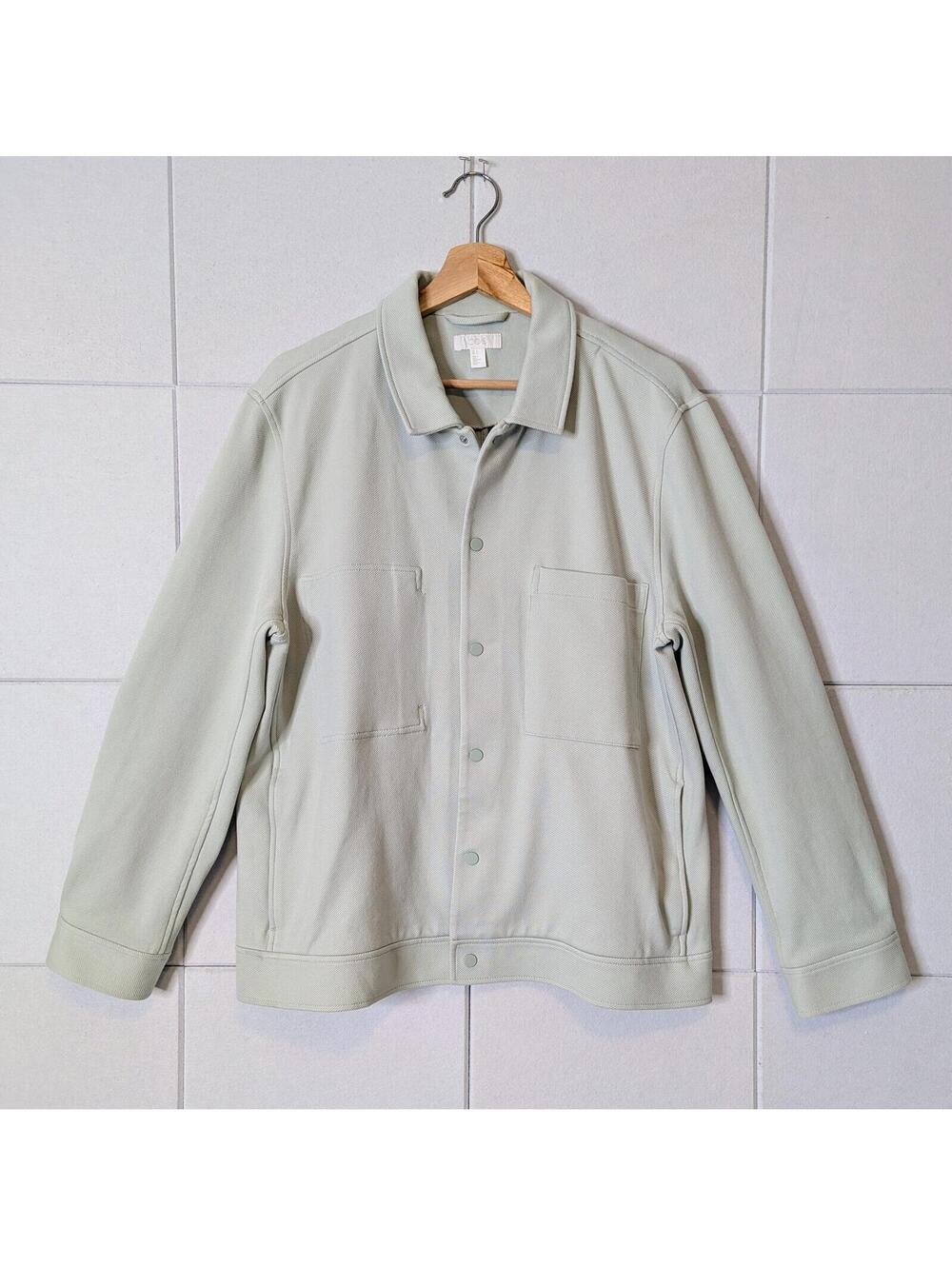 COS minimalist jersey twill snap front overshirt jacket